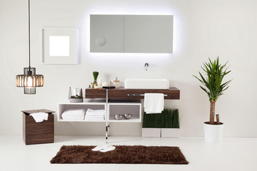 white wall clean bathroom style and interior decorative design for home, hotel and office