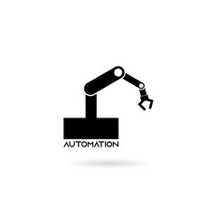 Robotic arm icon isolated on white background, Automation icon