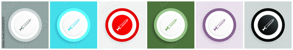 Poster medicine icon set, colorful flat design vector illustrations in 6 options for web design and mobile 
