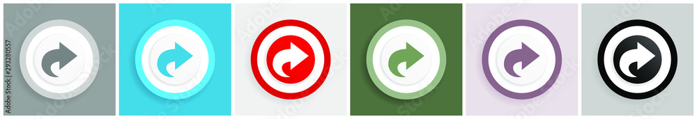 Aufkleber Next icon set, colorful flat design vector illustrations in 6 options for web design and mobile applications