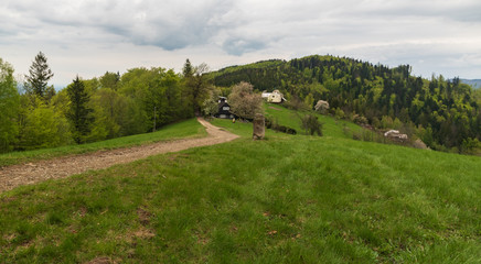 springtime on Filipka in Slezske Beskydy mountains in Czech republic