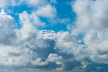 Beautiful different white clouds. Change of weather.
