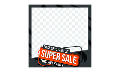 Super sale discount social media template design for promotion, ad, brochure, flyer. All vector illustration in grey