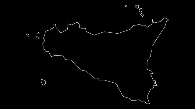 Sicily Italy region map outline animation