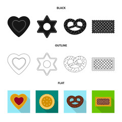 Isolated object of biscuit and bake icon. Collection of biscuit and chocolate stock vector illustration.