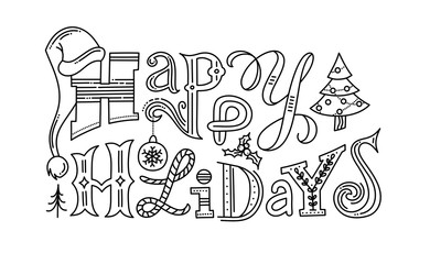 Happy holidays outline typography