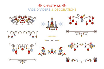 Christmas color vector decorative borders set