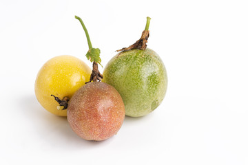 Mix  Passion fruits on white background