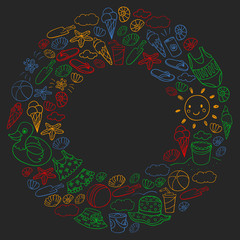 Vector pattern. Summer vacations. Beach, ocean, island, sun