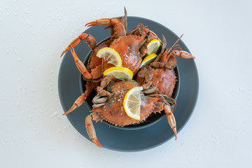 Cooked red crabs, delicious healthy seafood