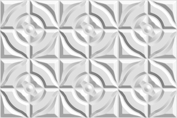 Fototapeta premium Geometric decorative 3D white background. Seamless pattern. Rendering illustration.