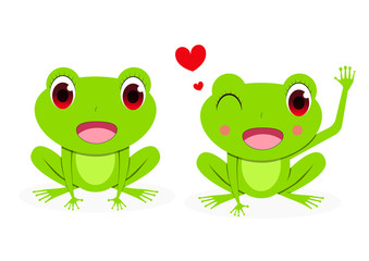Front view, Cute Female red eye tree frog, vector