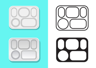 Aluminium food tray with five holes, vector
