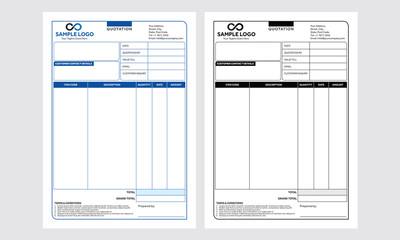 Vector quotation design template, quotation form A4 or Letter