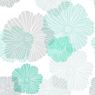 Light Green vector seamless abstract backdrop with flowers. Decorative design of flowers on white background. Pattern for trendy fabric, wallpapers.