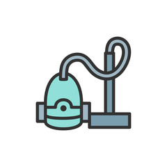 Vector vacuum cleaner flat color line icon.