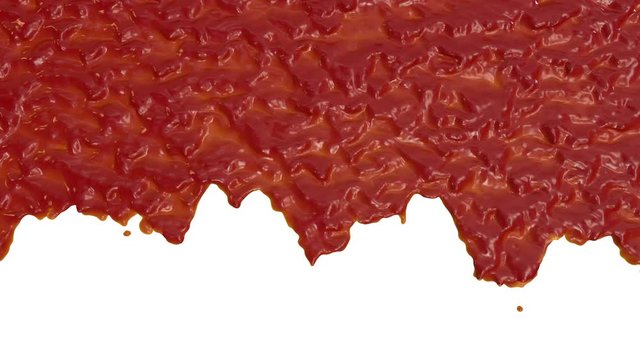 ketchup-like red mass flows down the surface
