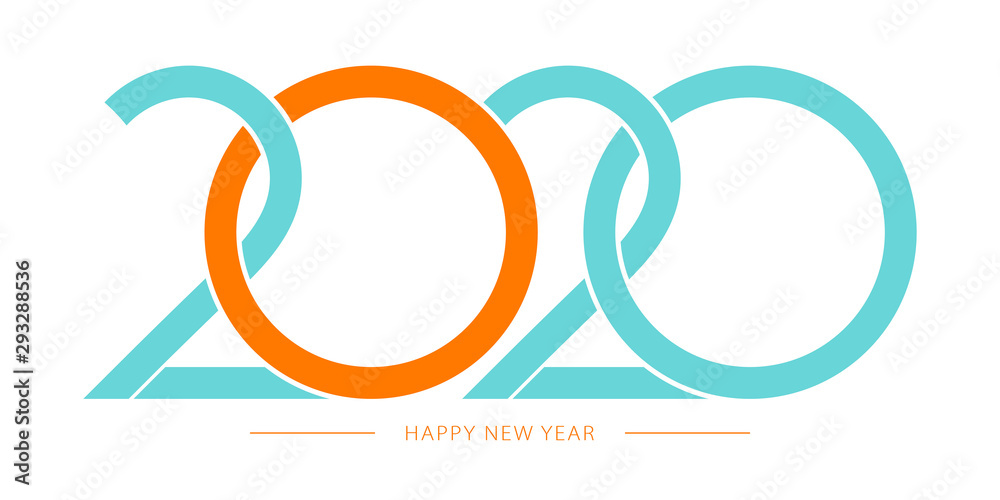 Poster 2020 Happy New Year. 2020 modern text vector design.