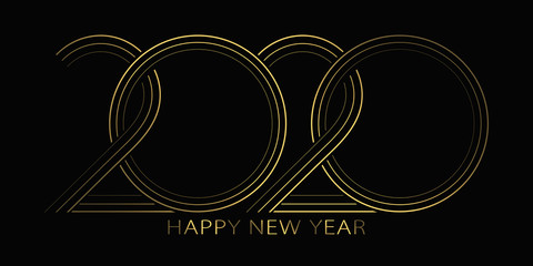 2020 Happy New Year. 2020 modern text vector luxury design gold color.