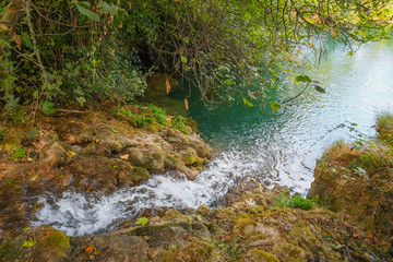 Beautiful river filled with waterfalls in Krka National Park Croatia
