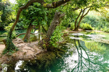 Fototapeta premium Beautiful river filled with waterfalls in Krka National Park Croatia