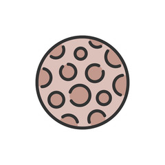 Vector moon flat color line icon. Isolated on white background