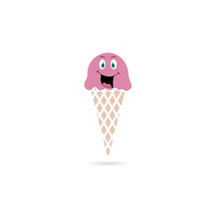Cute ice cream icon isolated on white background