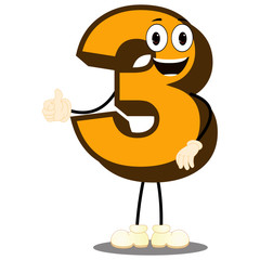 Colorful Number Three - Cartoon Vector Image