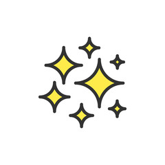 Vector cosmos stars flat color line icon.