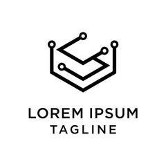 Initial  Letter C, S, U, Technology Logo illustration