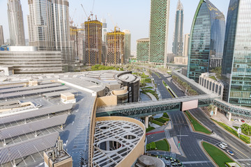 Buildings of Downtown Dubai at the Address Dubai Mall in Dubai, United Arab Emirates.