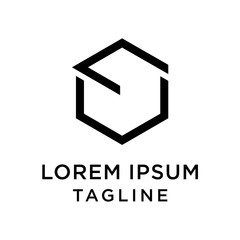 Initial Letter CU hexagon shape Design 