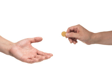 コインを持つ手