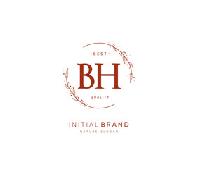 B H BH Beauty vector initial logo, handwriting logo of initial signature, wedding, fashion, jewerly, boutique, floral and botanical with creative template for any company or business.