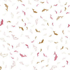 Light Red, Yellow vector seamless texture with dolphins. Decorative design in natural style with sea dolphins. Natural design for wallpapers.