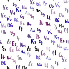 Light Blue, Red vector seamless template with isolated letters. Shining illustration with ABC symbols on abstract template. Texture for window blinds, curtains.