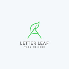 Letter A with leaf logo icon design vector.