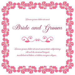 Template of card bride and groom, with decoration of wreath frame. Vector
