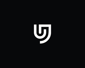 Professional and Minimalist Letter UJ UN Logo Design, Editable in Vector Format in Black and White Color