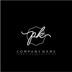 Obraz na płótnie Canvas PK Initial handwriting logo vector