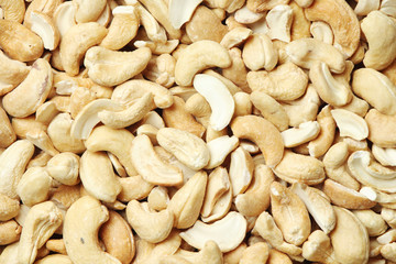 Background formed with cashew nuts
