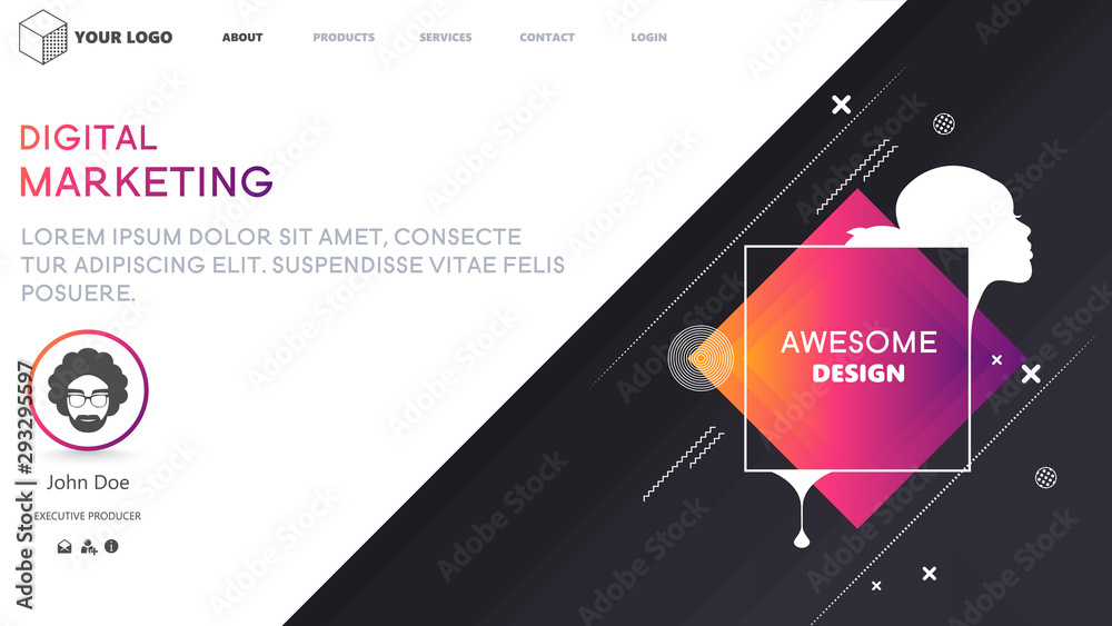Fototapete website template designs. modern geometric design vector illustration concepts of web page design fo