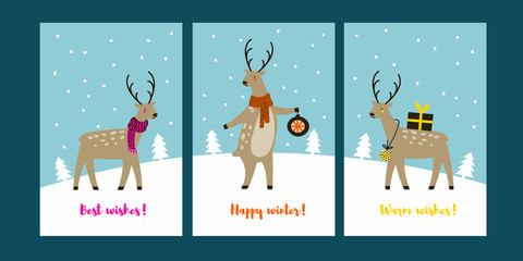 Christmas deer greeting card; 