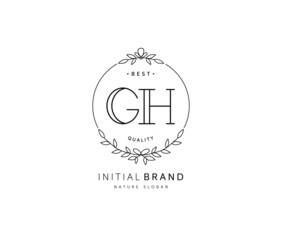 G H GH Beauty vector initial logo, handwriting logo of initial signature, wedding, fashion, jewerly, boutique, floral and botanical with creative template for any company or business.