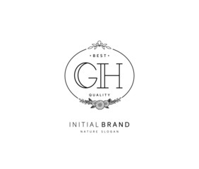 G H GH Beauty vector initial logo, handwriting logo of initial signature, wedding, fashion, jewerly, boutique, floral and botanical with creative template for any company or business.