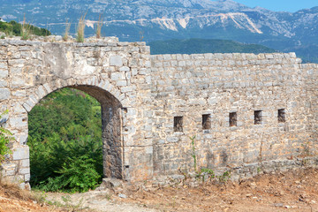 Medieval Mogren Fortress in Budva , Montenegro