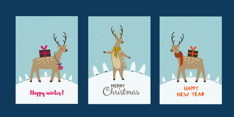 Christmas deer greeting card; 