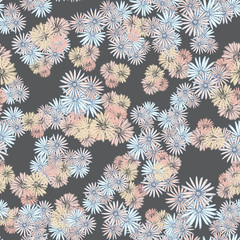 Camomile flower pattern in doodle style. Element decorative floral. Summer wallpaper. Vintage vector card. Flower background.