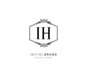 I H IH Beauty vector initial logo, handwriting logo of initial signature, wedding, fashion, jewerly, boutique, floral and botanical with creative template for any company or business.