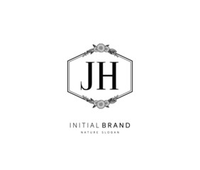 J H JH Beauty vector initial logo, handwriting logo of initial signature, wedding, fashion, jewerly, boutique, floral and botanical with creative template for any company or business.
